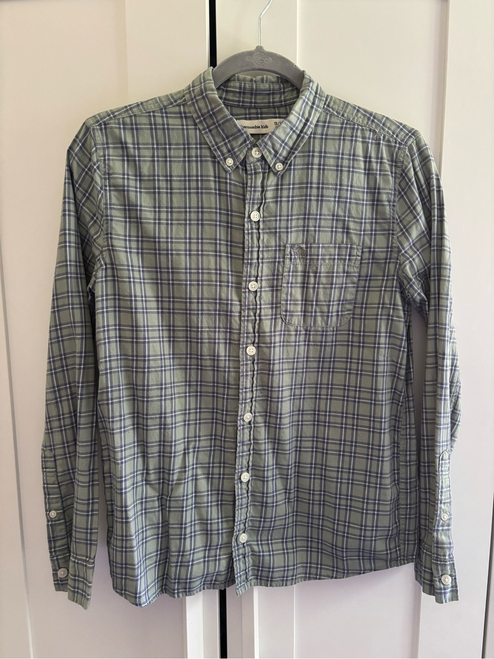 abercrombie kids Green and Blue Plaid Button-Down Shirt